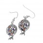 Sterling Silver Pomegranate Earrings with Gemstones by Rafael Jewelry