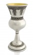 Sterling Silver Kiddush Cup with Floral Filigree Nadav Art
