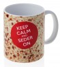 Ceramic Coffee Mug with Matzah Print & Keep Calm Phrase