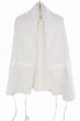 Tallit Set in White Silk with Flowers