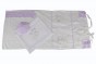 Women’s Tallit Set in White Polyester with Purple Flowers