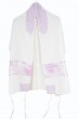 Women’s Tallit in Polyester in White and Pink