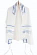 Tallit Set with Star of David in White and Blue Viscose