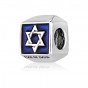 925 Sterling Silver Star of David Charm with a Blue Enamel
