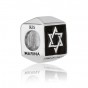 925 Sterling Silver Star of David Charm with a Black Enamel
