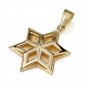 Star of David Pendant Double Design in 14K Yellow Gold