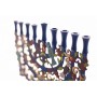 Yair Emanuel Large Blue Menorah with a Tree Design and Birds in Lazer-Cut Metal
