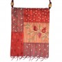 Yair Emanuel Red Embroidered Applique Bag with Pomegranate Design