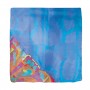 Yair Emanuel Square Silk Painted Scarf with Jerusalem Image in Blue