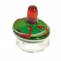 Yair Emanuel Exclusive Glass Dreidel with Green and Red Design