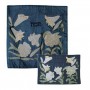  Yair Emanuel Silk Matzah Cover Set with Lilies on Blue Background