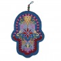 Yair Emanuel Large Embroidered Hamsa with Crystals - Oriental - Blue

