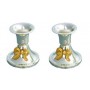 Papillon Candlesticks with Bow and Pearls in Nickel