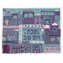 Yair Emanuel Hand Embroidered Challah Cover with Jerusalem City Design in Blue