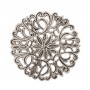 Yair Emanuel Round Aluminum Trivet with Silver Oriental Flower