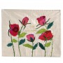 Yair Emanuel Challah Cover with Pink and Red Roses in Raw Silk