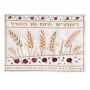 Yair Emanuel Bright Challah Cover with Wheat and Pomegranates in Raw Silk