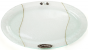 Oval Glass Challah Tray with Gold Stripes and Metal Shabbat Kodesh