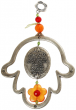 Pewter Hollow Hamsa with Flowers in Red and Orange