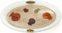 Oval  Glass Challah Tray with Pomegranates and Beige Background