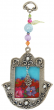 Pewter Hamsa with Glass Tableau in Red and Blue