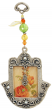 Pewter Hamsa with Glass Tableau in Green and Orange