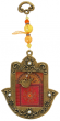 Bronze Hamsa with Glass Tableau in Red