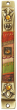Brass Mezuzah with Fabric Design and Pomegranate