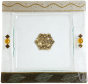 Glass Matzah Plate with Green Leaves
