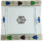 Glass Matzah Plate with Growing Flowers