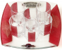 Glass Wine Cup Set with Tray, Six  Cups and Pomegranates
