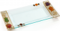 Glass Serving Tray with Flowers, Diamond Shapes and Gold Lines