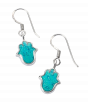 Hamsa Earrings with Mosaic Turquoise Pattern