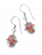 Hook Earrings with Hamsa Millefiori Design