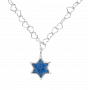 Blue Star of David Pendant with Heart Chain Necklace