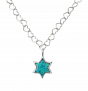 Turquoise Star of David Pendant with Heart Chain Necklace