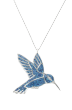 Necklace with Mosaic Blue Hummingbird Pendant