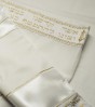 White Wool Or Tallit with Blue Stripes and Atara