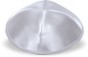 Silver Satin Kippah with Four Sections and Rim