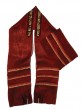 Bordeaux ICE Cloth Tallit with Red and Gold Stripes and Dark Red Atara