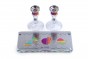 Crystal Shabbat Candlesticks with Multi-Coloured Flower Design and Tray