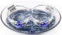 Small Shabbat Tea Lights Set with Blue Floral Decor and Tray