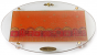 Glass Oval Challah Board for Shabbat with Bright Orange Décor
