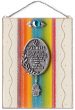 Glass Hanging Blessing for the Home Plaque with Rainbow Motif