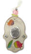Glass Hamsa Wall Hanging with Home Blessing and Vivid Pomegranate Motif