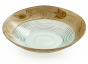 Glass Serving Bowl with Ridges and Neutral Tulip Design