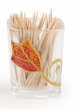 Glass Toothpick Holder with Orange Flower Design