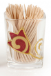 Glass Toothpick Holder with Red Tulip Design