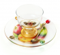 Glass Rosh Hashanah Honey Dish with Fresh Apple Print