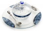 Charoset Dish with Spoon and Blue Floral Design